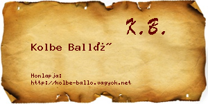 Kolbe Balló névjegykártya